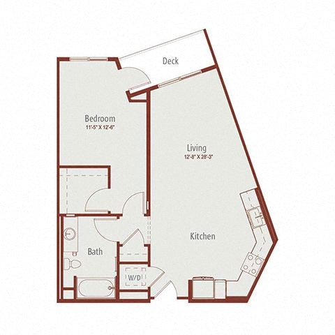 a floor plan of a 1 bedroom apartment