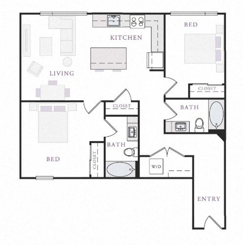 a floor plan of a house with bedrooms and a bathroom
