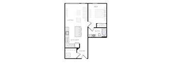 a floor plan of a small house with a bedroom and a living room