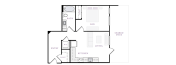 a floor plan of a house with a bedroom and a living room