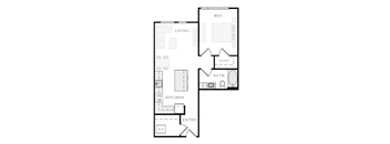a floor plan of a small house with a bedroom and a living room