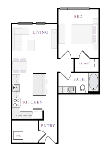 a floor plan of a small house with a bedroom and a living room