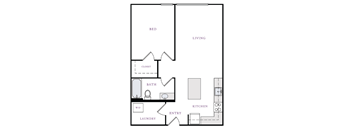 a floor plan of a house with a bedroom and a living room