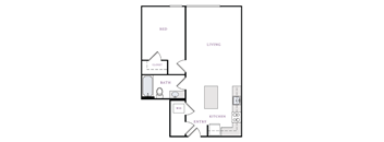 a floor plan of a house with a bedroom and a living room