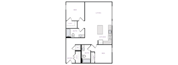 a floor plan of a house with a bedroom and a living room