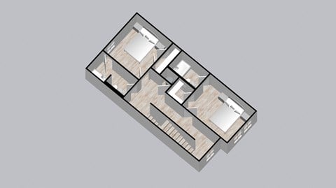 a bedroom floor plan of a small house with a garage
