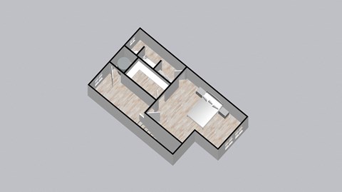 a small floor plan of a house with a bedroom and a bathroom