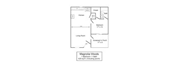 a floor plan of a small house with a bedroom and a living room