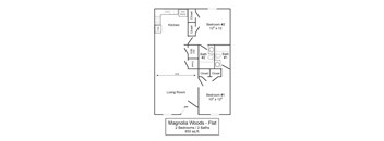 a floor plan of a house with bedrooms and baths and a living room