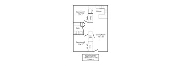 a floor plan of a house with bedrooms and a living room