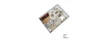 a floor plan with a bedroom and a living room