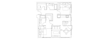 A black and white image of a floor plan for a house.