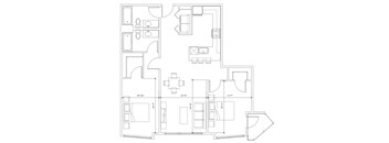 A black and white image of a floor plan for a house.