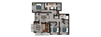 a floor plan of a house with a bedroom and a living room