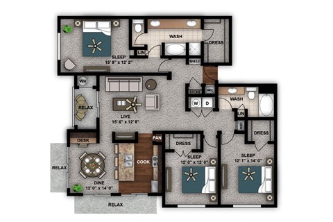 a floor plan of a house with a bedroom and a living room