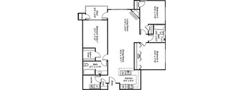 A black and white image of a floor plan for a house.