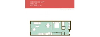 a floor plan of our one bedroom loft one bath plan
