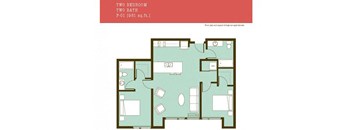 a floor plan of a bedroom apartment with a bathroom and a living room