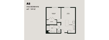 One Bedroom A2 687-709 SF - Alba