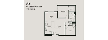 One Bedroom Den A3 937-949 SF - Alba