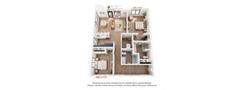a 3d floor plan of a house with a bedroom