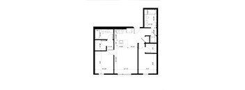 A black and white floor plan of a house with labeled rooms and measurements.