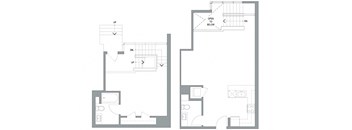 a floor plan of a small house with a bedroom and a living room