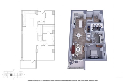 1 Bedroom Den 1.1B Floor Plan - Bromwell