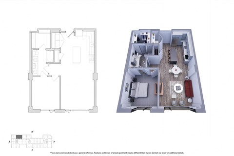1 Bedroom 1.1D Floor Plan - Bromwell