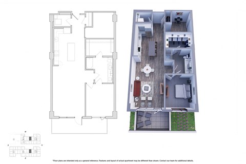 1 Bedroom Den 1.1F Floor Plan - Bromwell