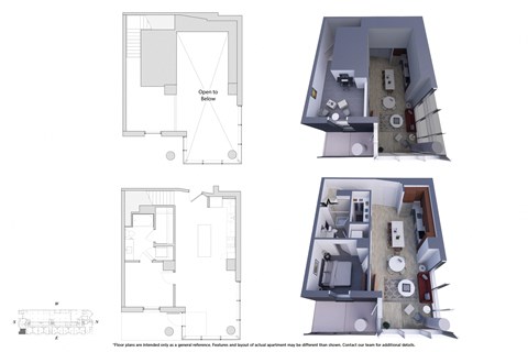 1 Bedroom Townhouse 1M.3B Floor Plan - Bromwell