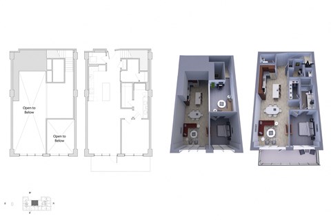 a floor plan of a house with different views of it