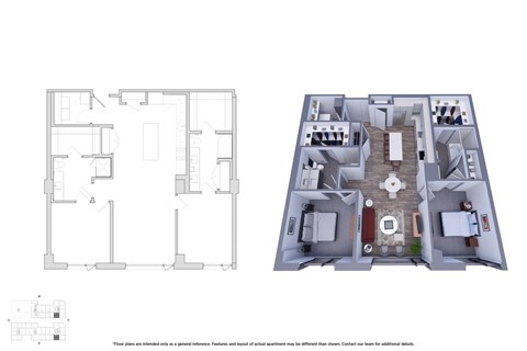2 Bedroom 2.1D Floor Plan - Bromwell
