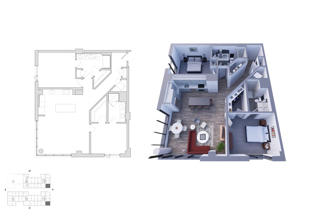 2 bedroom floor plan  apartments in the residences at