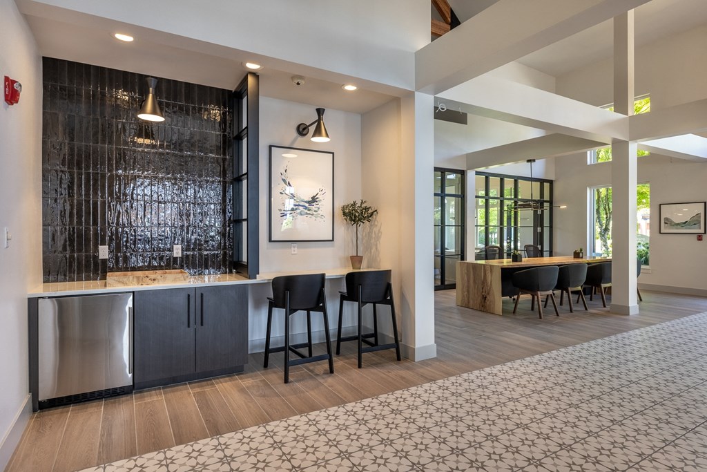 a view of the lobby at the bradley braddock road station apartments