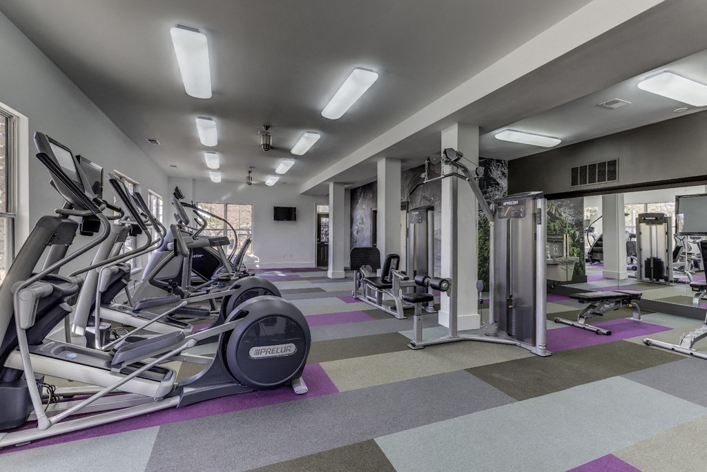the gym at the flats at big tex apartments