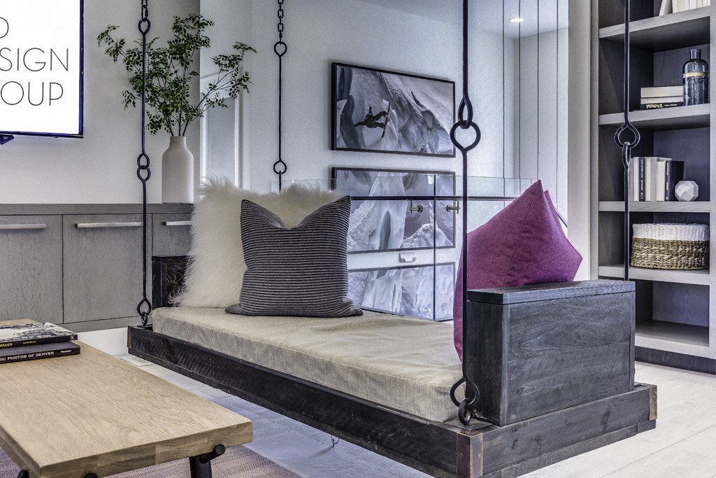 a couch with pillows in a living room