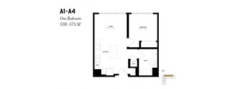 One Bedroom A1 - A4 538 - 575 SF - The Lark
