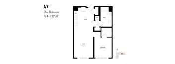 One Bedroom A7 714 - 732 SF - The Lark