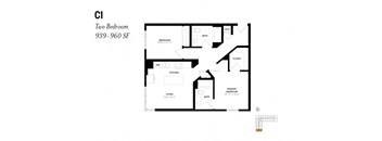 Two Bedroom C1 939 - 960 SF SF - The Lark