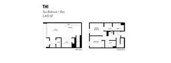 Two Bedroom & Den TH1 1401 SF - The Lark