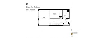 Urban One Bedroom U1 519 - 563 SF - The Lark