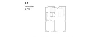 the floor plan of a 1 bedroom unit with a closet and a window