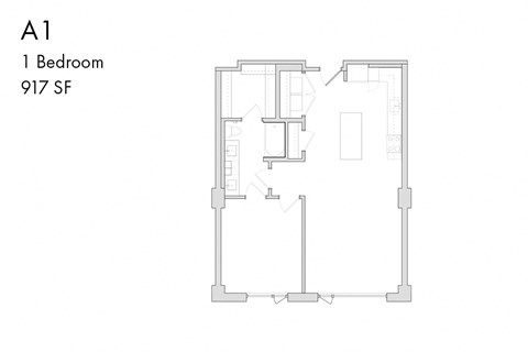 the floor plan of a 1 bedroom unit with a closet and a window