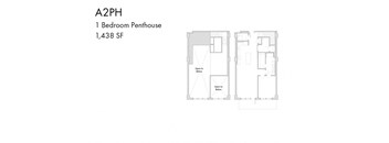 a floor plan of a 1 bedroom penthouse with a closet