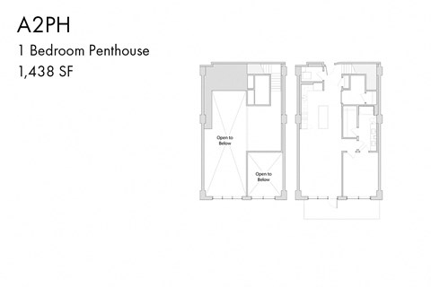 a floor plan of a 1 bedroom penthouse with a closet