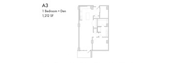 the floor plan of 1 bedroom  den 1212 sq ft