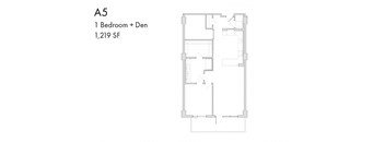the floor plan of 1 bedroom  den