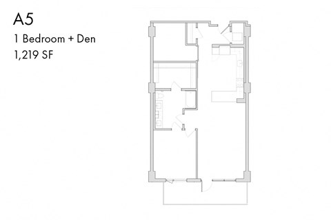 the floor plan of 1 bedroom  den
