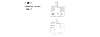 a typical floor plan of the 2 bedroom penthouse with floor plans of the units